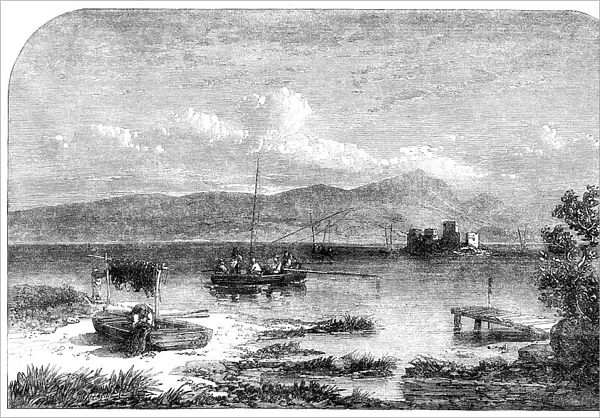 Freshwater fishes: angling in Scotland - an angling match on Loch Leven, 1862. Creator: Mason Jackson