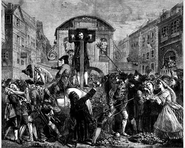 'De Foe in the Pillory', by Eyre Crowe, from the exhibition of the Royal Academy, 1862. Creator: E. Skill. 'De Foe in the Pillory', by Eyre Crowe, from the exhibition of the Royal Academy, 1862. Creator: E. Skill