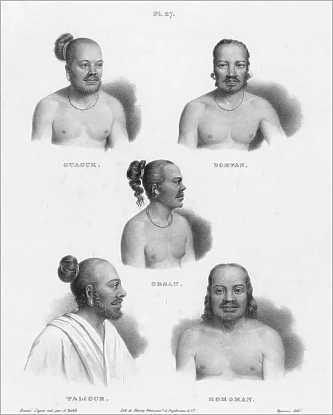 Inhabitants of the lower Caroline Islands, 19th century. Creators: Alexander Postels, Godefroy Engelmann