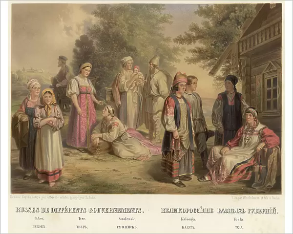 Great Russians from different provinces. Pskov. Tver. Smolensk Kaluga. Tula, 1862. Creator: Karlis Huns