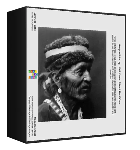 Navajo with fur cap, c1905. Creator: Edward Sheriff Curtis