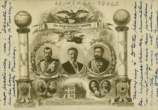 Postcard celebrating the signing of the Portsmouth Peace Treaty, c1905. Creator: Edmund Noble