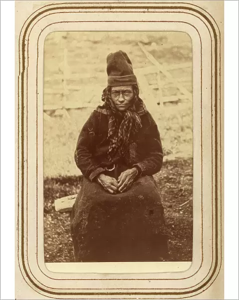 Portrait of Karin Nilsdotter Finnberg, born Länta, age 50, Sirka's Sami village, 1868. Creator: Lotten von Duben