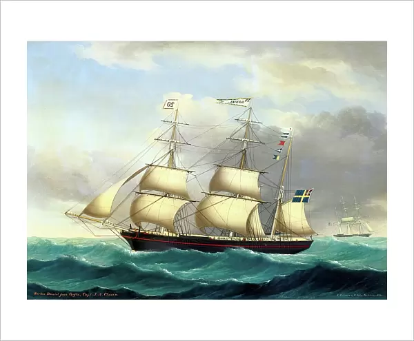 Barque Daniel, 1855. Creator: Petersen & Holm. Barque Daniel, 1855. Creator: Petersen & Holm