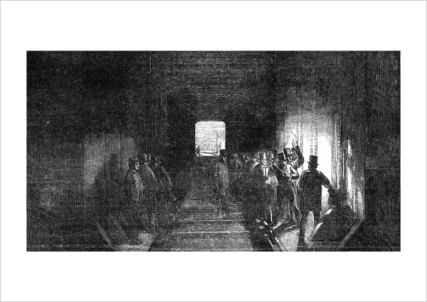 Interior of the Tube - Mr. Stephenson Driving the Last Rivet, 1850. Creator: Unknown