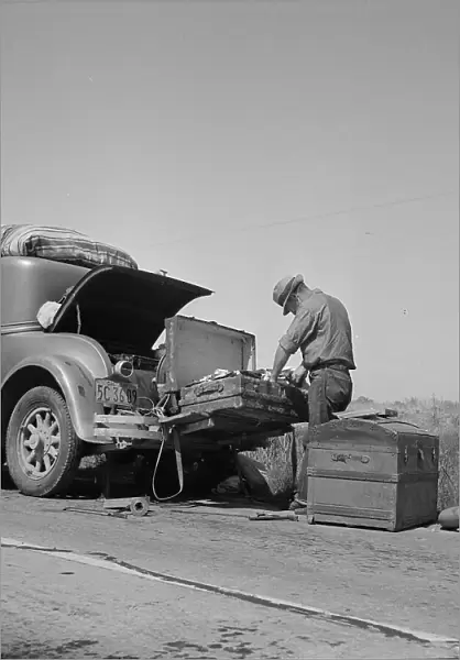 Car trouble on west side, Highway no33, San Joaquin Valley, 1938. Creator: Dorothea Lange
