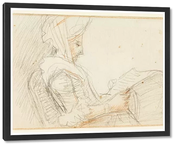 Right Profile of Seated Woman Reading, n.d. Creator: William Hoare