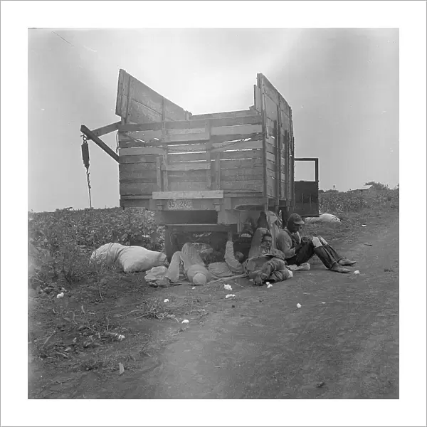 Cotton pickers lunchtime, near Corpus Christi, Texas, 1936. Creator: Dorothea Lange