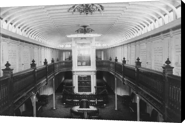 Interior view of galleried central parlor with clerestory, c1900. Creator: Frances Benjamin Johnston