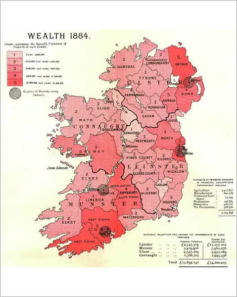 The Graphic Statistical Maps of Ireland; Wealth 1884, 1886. Creator: Unknown