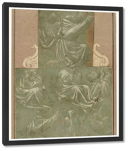 Studies of Saint Francis Kneeling and Other Figures, c. 1390 / 1410. Creator: Unknown