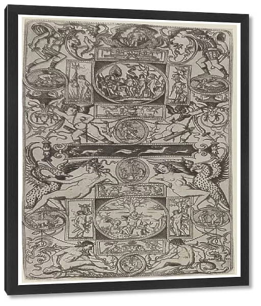 Ornament Panel with Orpheus and the Judgment of Paris, c. 1507. Creator: Nicoletto da Modena