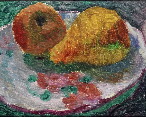Still life with faience plate and fruit, ca 1931. Creator: Javlensky, Alexei, von (1864-1941)