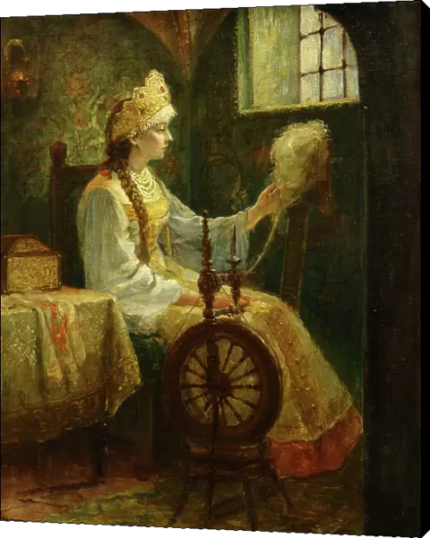 Boyarynya at the Spinning Wheel. Creator: Miloradovich, Sergei Dmitrievich (1851-1943)