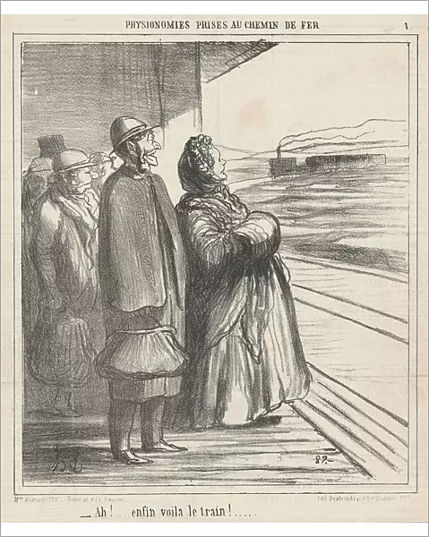 Ah! Enfin voila le train!... 19th century. Creator: Honore Daumier