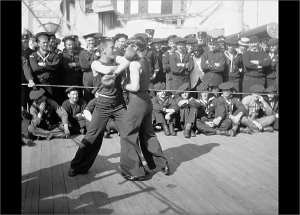U.S.S. New York, a 4-round bout, anniversary of Santiago, 1899 July 3. Creator: Unknown