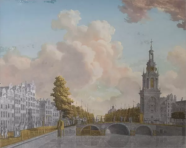 View of the Tower called Jan Roodenpoortstoren and the Singel Canal in Amsterdam, 1770-1814. Creator: Jonas Zeuner