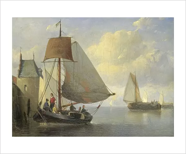 River view with a rampart tower inspired by the Camperveerse tower in Veere, 1855. Creator: Antonie Waldorp