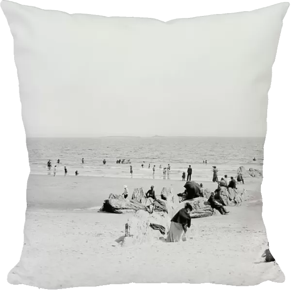 Beach in front of Sea Foam House, Old Orchard, Me. c1904. Creator: Unknown