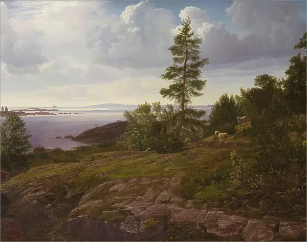 View of the archipelago at Elleholm, Blekinge, 1854. Creator: Godtfred Rump