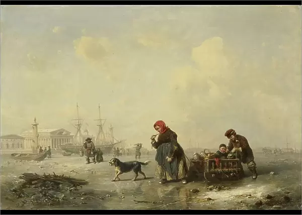 The Neva at St Petersburg (Leningrad) in the Winter, 1844. Creator: Theodor Hildebrandt