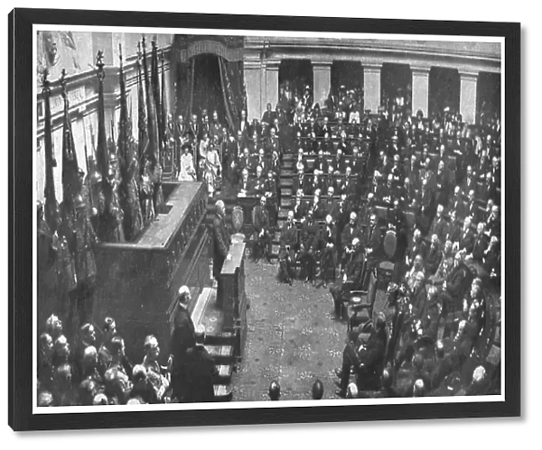 Les fetes de la victoire en Belgique; Le president de la Republique francaise a la tribune...1919. Creator: Unknown