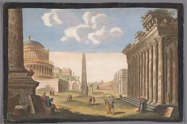 View of the ruins of Trajan's Column, the Arch of Constantine and other monuments... 1745-1794. Creator: Anon