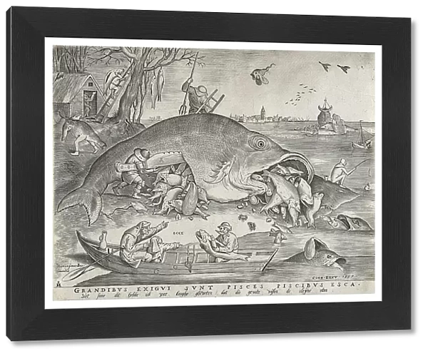 Big Fish Eat Little Fish, published 1557. Creator: Pieter van der Heyden
