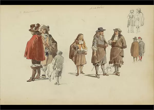 Figures in seventeenth-century clothing, c. 1846-c. 1882. Creator: Cornelis Springer