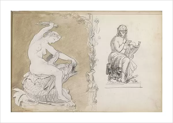 Two sculptures of naked women, 1863. Creator: Isaac Gosschalk