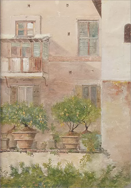 Italian Study. Patio with Lemon-Trees in Flowerpots. Creator: Lars Jacob von Röök