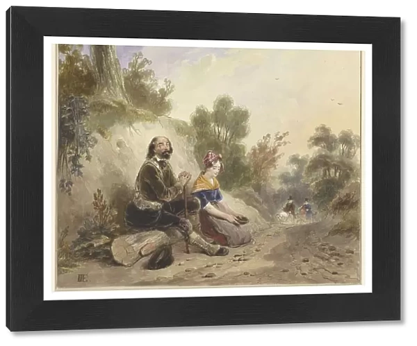 Blind man with girl, begging on the side of a country road, 1803-1861. Creator: Jakob Josef Eeckhout