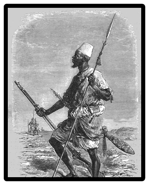 Talibe equipped for fighting; Journey from the Senegal to the Niger, 1875. Creator: Unknown