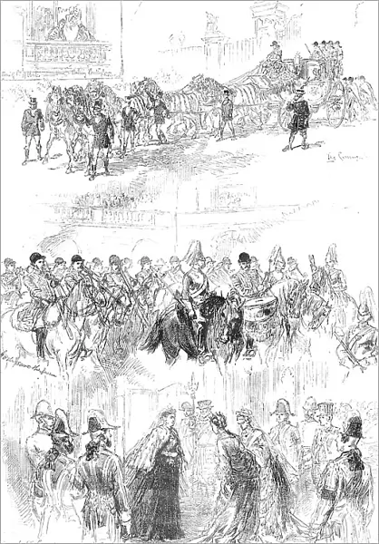 Sketches of the Royal Procession at the Opening of Parliament, 1876. Creator: Unknown