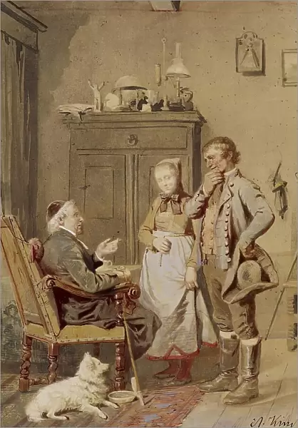 Man and Woman before Priest, mid 19th century. Creator: Albrecht Kindler