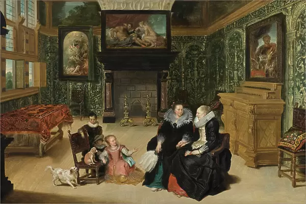Interior, called 'Rubens salon'. Creators: Frans Francken II, Cornelis de Vos. Interior, called 'Rubens salon'. Creators: Frans Francken II, Cornelis de Vos