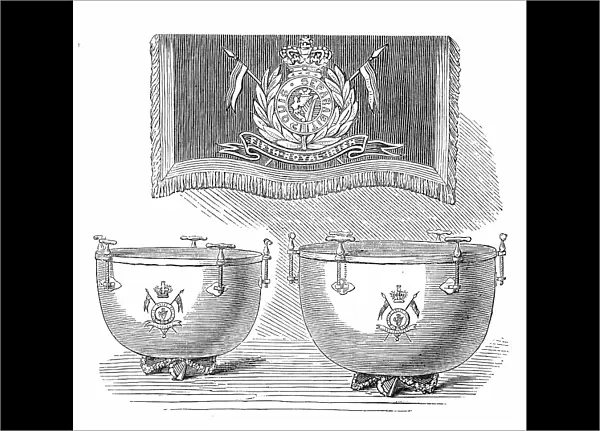 Silver Kettledrums for the 5th Royal Irish Lancers, 1876. Creator: Unknown