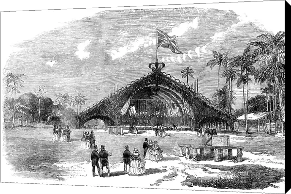 Inauguration of the Ceylon Railway: East End of the Banquet Bungalow, 1858. Creator: Unknown