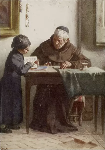Monk Instructing a Boy Dressed in a Cassock, c1865. Creator: Otto Brandt