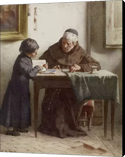 Monk Instructing a Boy Dressed in a Cassock, c1865. Creator: Otto Brandt