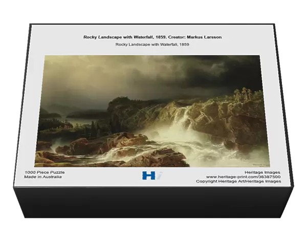 Rocky Landscape with Waterfall, 1859. Creator: Markus Larsson