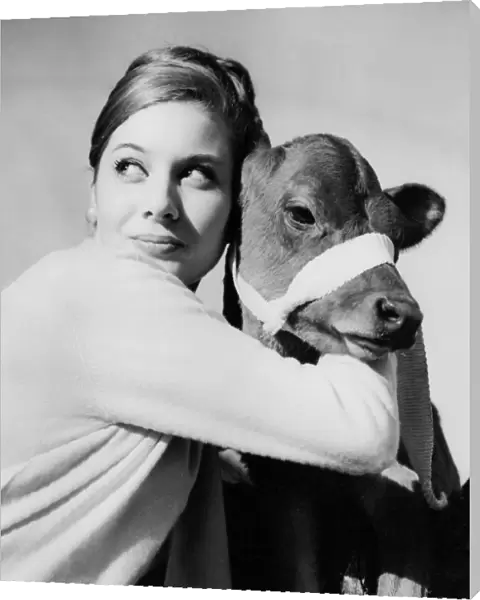 Zoe Constant, Dior fashion model hugging a calf