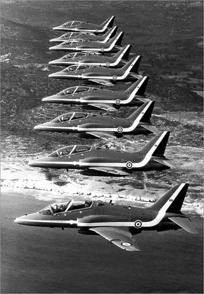 The RAF aerobatic team in formation over Cyprus