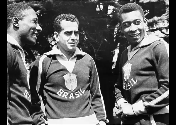 Brazil's footballers Santos, Zito and Pele take a walk in the sunshine at their Surrey Hotel 1966