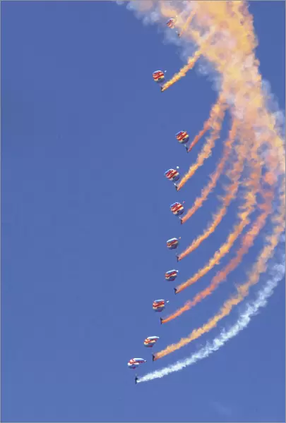 The RAF Falcon Display Team putting on a show during the Air display at IWM Duxford in 2001