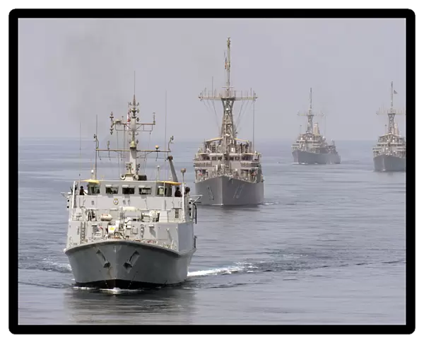 HMS Shoreham Leading a Convoy in the Middle East