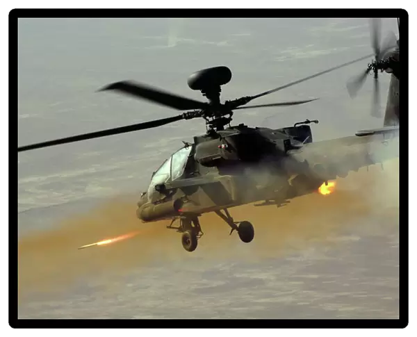 Apache Helicopter Firing Rockets