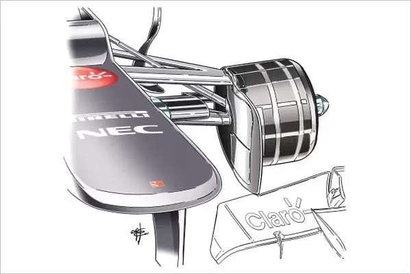 Red Bull RB8 Coanda exhaust ramp solution, blue arrow shows how air should