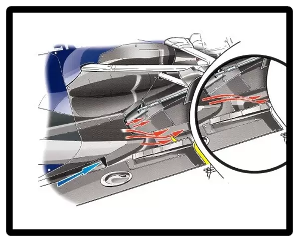 Red Bull RB8 changes to floor, additional slot (highlighted in yellow) allows exhaust plume to enter