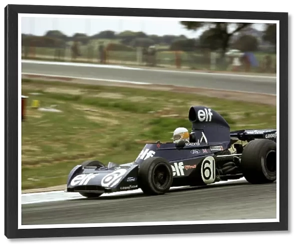 Formula One World Championship: Fifth placed Jody Scheckter practices in the old Tyrrell 006  /  2, but debuted the 007 in the race
